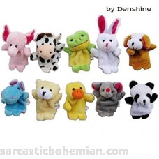 Denshine 10 Pcs Soft Plush Velvet Animal Style Finger Puppets Set B018X9FELO